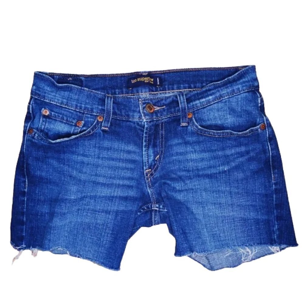 LEVI'S BLUE RIPPED JEAN SHORTS
